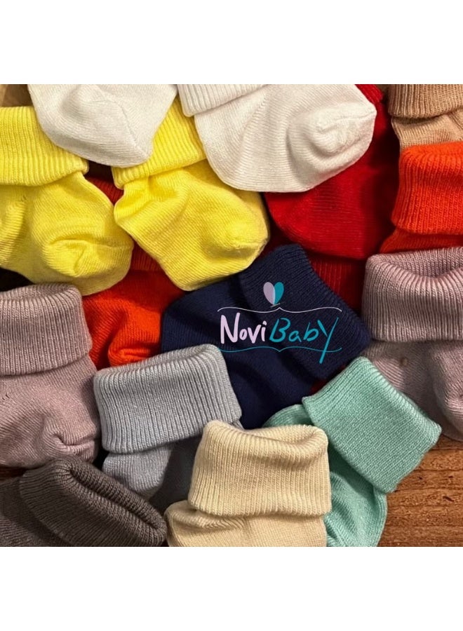 Novibaby 12 زوج من جوارب الأطفال الرضع من الخيزران | أبيض ثلجي | جوارب بيضاء للبنات والأولاد - Image 3